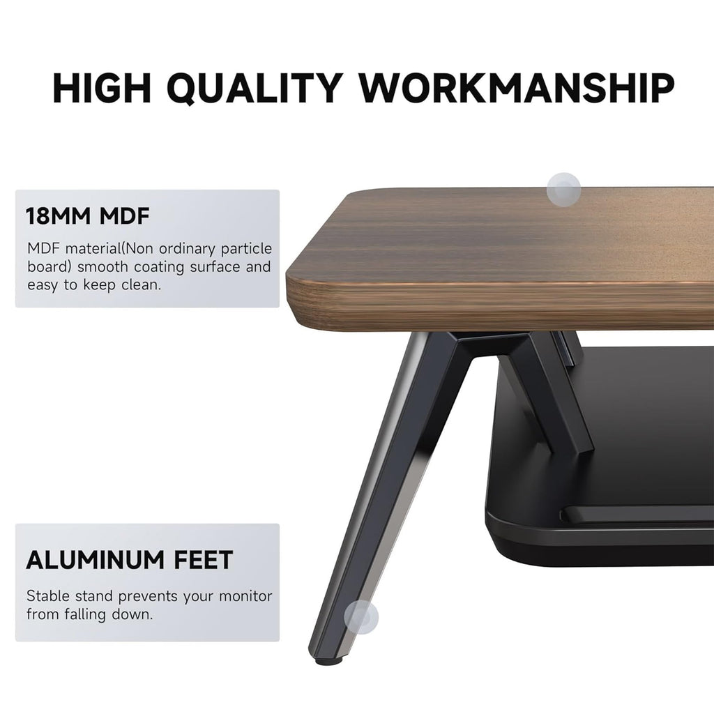 Fenge Dual Monitor Stand, Monitor Riser for 2 Monitors with Adjustable Laptop Riser , 42.5 Inch Desk Shelf for Top of Desk with Phone Holder& Headphone Stand