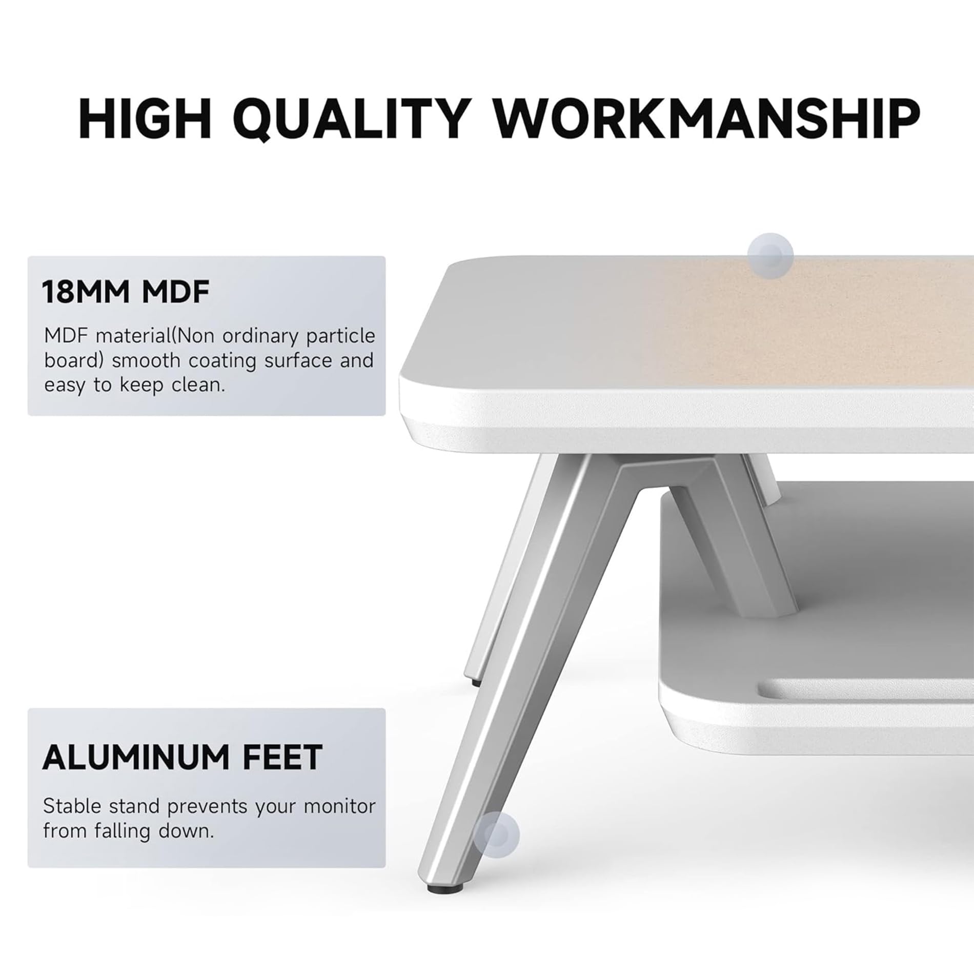 Fenge Dual Monitor Stand, Monitor Riser for 2 Monitors with Adjustable Laptop Riser , 42.5 Inch Desk Shelf for Top of Desk with Phone Holder& Headphone Stand