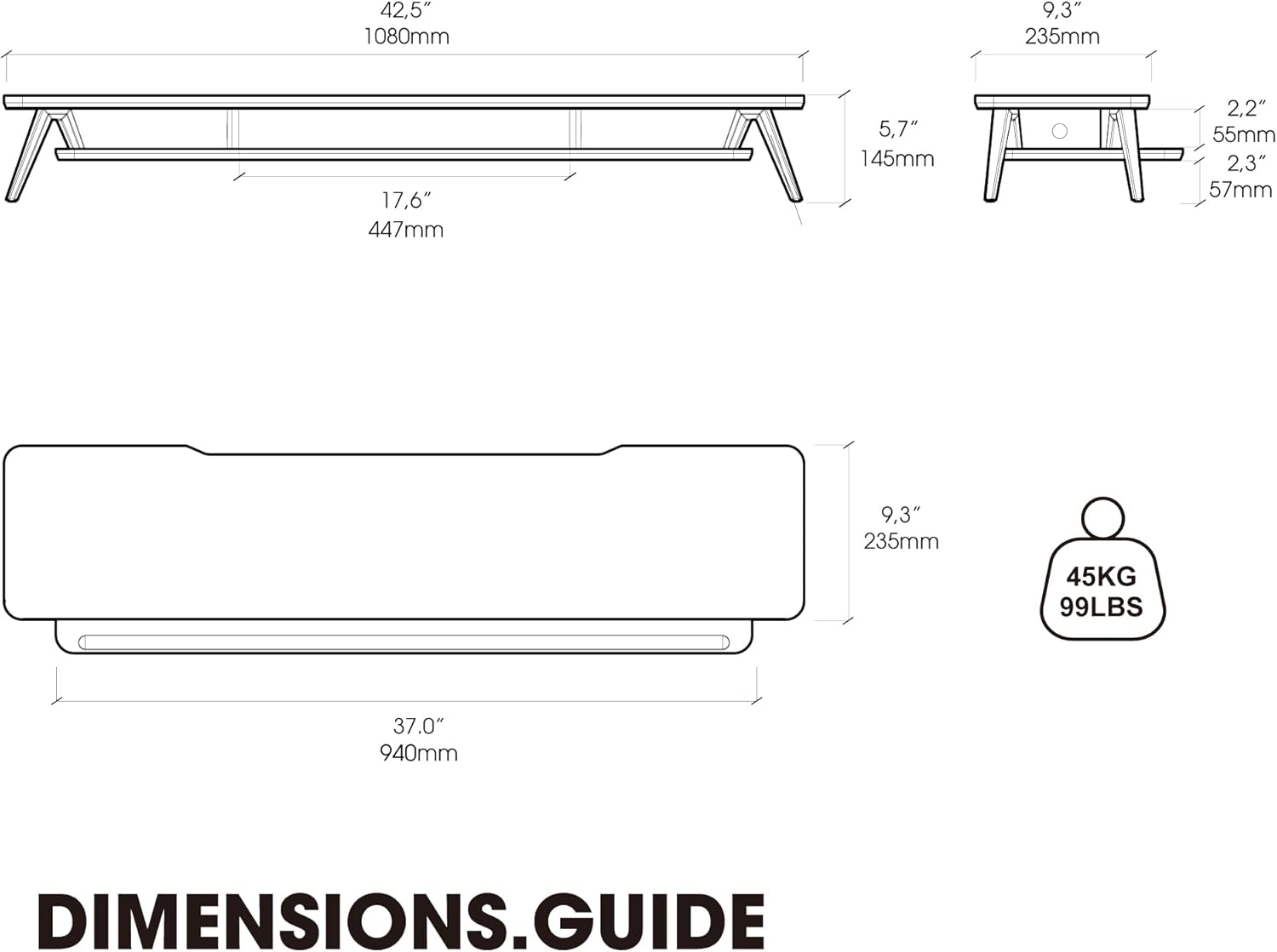 Fenge Dual Monitor Stand, Monitor Stands Riser for 2 monitors, 42.5 Inch Wood Desk Shelf with Storage Organizer and Cable Management for Office Desk Accessories